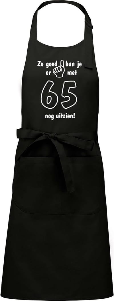 Mijncadeautje - Keukenschort - BBQ schort - Zo goed kun je er uitzien met 65 jaar - zwart