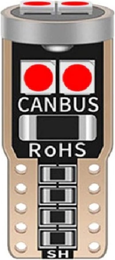 2x T10 LED - CANBUS - Extra fel - 6SMD - 12V - Rood