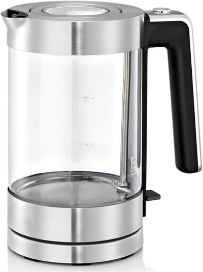 AHD® Waterkoker glas - Waterkoker - Zilver - ‎21cm x 21cm x 29cm