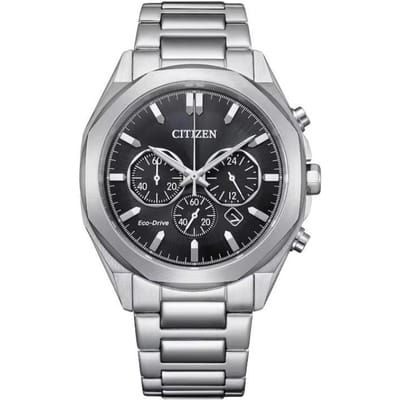 CITIZEN Eco-Drive Serie 100 Meter Waterdicht Klassiek Zonne-kwarts Stalen Band 41mm Herenhorloge Zwarte Wijzerplaat CA4590-81E zwart