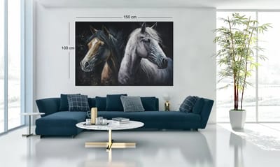 Canvas Schilderij – Bruin en Wit Paard – Dierenkunst – 60x40x2 cm
