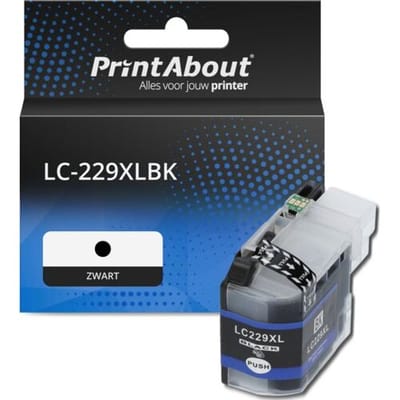 PrintAbout Inktcartridge LC-229XLBK Zwart Extra hoge capaciteit geschikt voor Brother