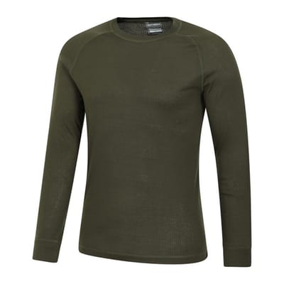 Mountain Warehouse Heren Talus Ronde Hals Thermo Top met Lange Mouwen (Kaki Groen)