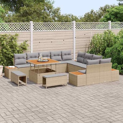 vidaXL - Tuinbank - Set - 13 - st - 12-Aantal - zitplaatsen - Beige - Poly - rattan