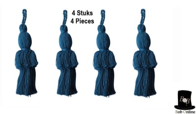 Bob Online™ - 4 Stuks - Decoratieve Kwasten – Blauw Kwasten – 12 cm met een lus van 2.5 cm Blauw Kwasten - Versieringen, Afstudeerregalia, Sleutelhangers, Tas charms, Boekenleggerornamenten, Kerstdecoraties – 4 Pieces – Blue Tassels – Katoen