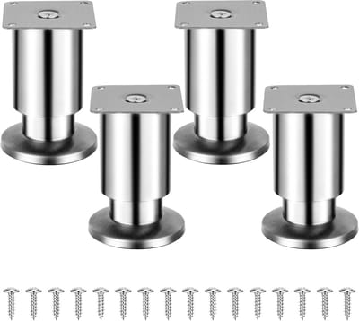 Set van 4 Verstelbare Meubelpoten RVS - Sterke Kastpoten, Bankpoten of Tafelpoten (10 cm)