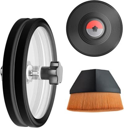 Vinyl Platen Set - Label Beschermer Borstel - Platen Onderhoud - Siliconen Label Bescherming - 116 cm Diameter - Zwart