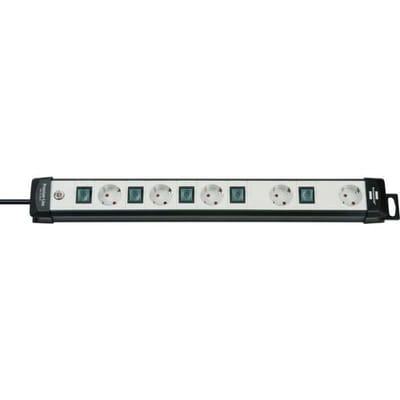 Premium-Line Techniek stekkerdoos 5-voudig zwart/lichtgrijs 3m H05VV-F 3G1,5 individueel schakelbare speciaal geordend voor adapterstekkers