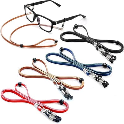 Brilkoord - 4 Stuks - Tot 35 Cm - Lichtgewicht - Brillenkoord - Verstelbaar - Zonnebril Koord - Brillenriem Dames & Heren - Verstelbare Brillenhouders - Geschikt Voor Optische Monturen, Leesbrillen En Zonnebrillen - Bruin, Rood, Zwart, Donkerblauw