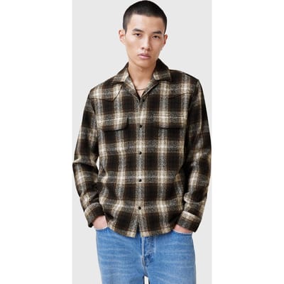 AllSaints Alvar Ls Shirt Brown Taglia: XXL | Camicie Casual Outlet | Uomo | Marrone