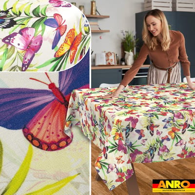 ANRO Tafelkleed Bloemenranken Beige 130x90cm Rechte rand Afwasbaar Waterafstotend Binnen & Buiten