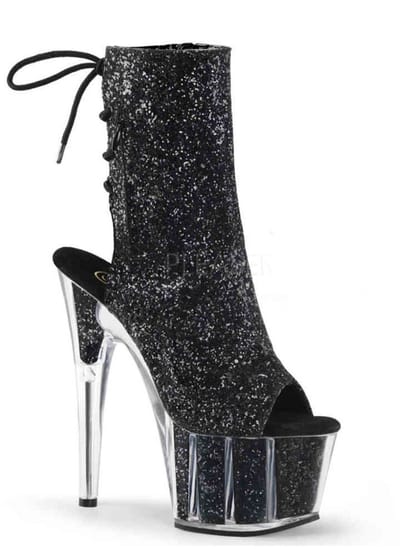 EU 35 = US 5 | ADORE-1018G | 7 Heel, 2 3/4 PF Glitter Ankle Boot, Side Zip