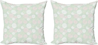ABAKUHAUS Mint – Decoratieve kussenhoezen 2-pack – 40x40 cm – Mandelgroen en Roze