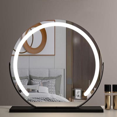 Tafelspiegel met Verlichting - Make-up Spiegel IJdelheid Spiegel - Schoonheidsroutines Verbeteren - 3 Kleur Temperatuur - 50 cm - Zwart