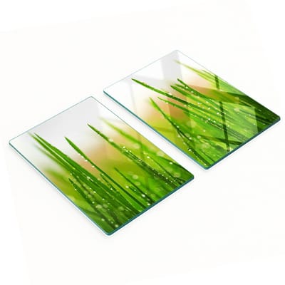 Multifunctionele decoratieve glazen borden met grasprint 2x40x52 cm