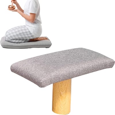 Meditatiekruk Hout - Bidbank Yoga Stoel - Bidden Mediteren Yoga - Draagbaar Demontabel Ontwerp - 31x16x16cm - Grijs