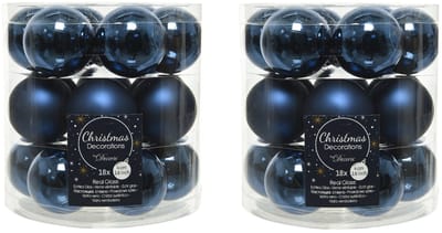 Decoris Kleine kerstballen - 54x st - donkerblauw - D4 cm - glas - kerstversiering
