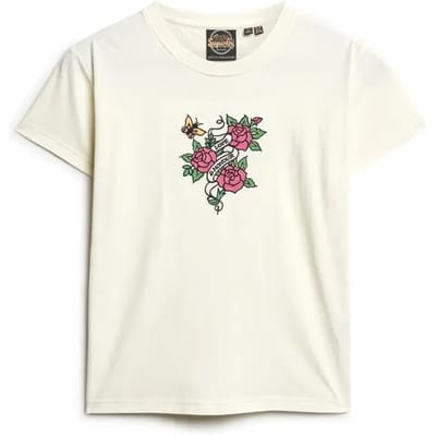 Superdry - Aansluitend Tattoo-T-shirt met borduursel - Dames - T-shirts