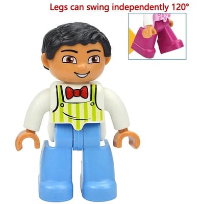 Poupées de Grande Dimension Blocs de Construction Figures Familiales Fermier Princesse Pirate Ouvrier Police Personnages Larges Briques Compatibles Jouets Duploes