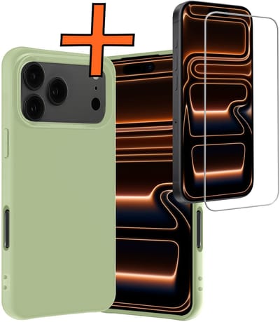 Hoes - Met Screenprotector - Geschikt voor iPhone 17 Pro / 18 Pro - Sterk & Shockproof - Back Cover - Siliconen Case - Telefoon Hoes - Groen