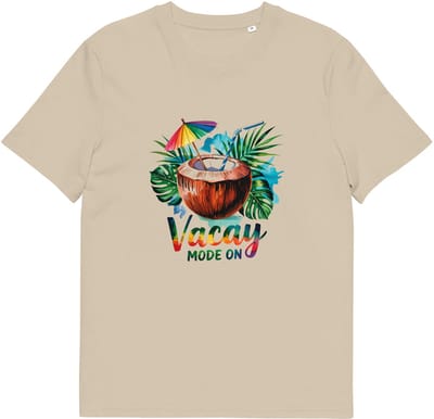 Zomers T Shirt Kokosdrankje - Vakantie Mode Aan - Casual Beach Style Stijl - Dames Heren - Beige - S