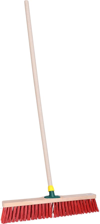 Brumag Straatbezem ODIN voor harde ondergrond - Harde bezemkop rood van 50 cm breed - Houten steel 130 cm