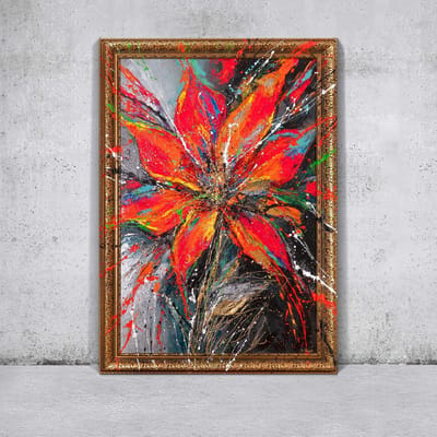 Canvas schilderij landschapsformaat handgeschilderd kracht van het bloeien botanisch – YS-Art Gallery – Uitbundige wanddecoratie voor woonkamer – Modern schilderij voor slaapkamer en hal