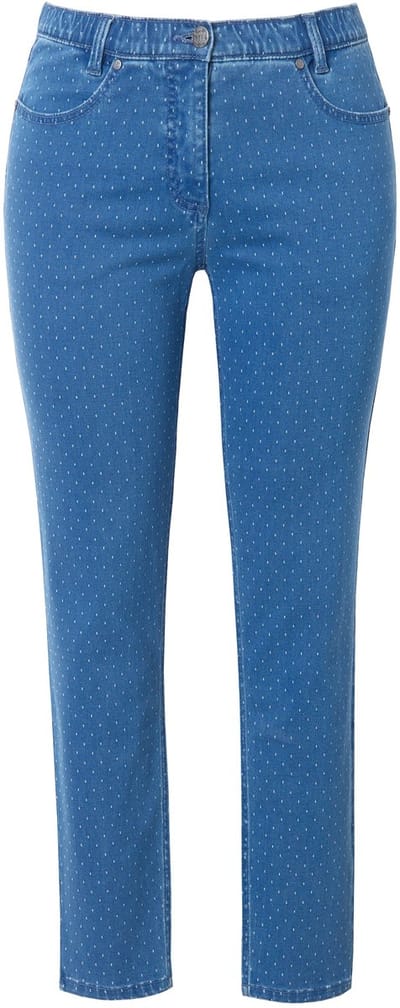 Ulla Popken - Dames - Jeans Sarah stippen smalle taps toelopende pijpen - Blauw denim - Maat 42