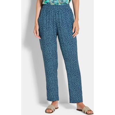 Broek SARA met millefleursprint - donkerblauw / gedess. - Gr. 27 van Goldner Fashion