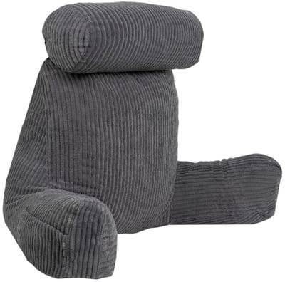 Bananair - Leeskussen voor in bed - Afneembare hoes - Ribfluweel - Grijs - 80x50x70 cm