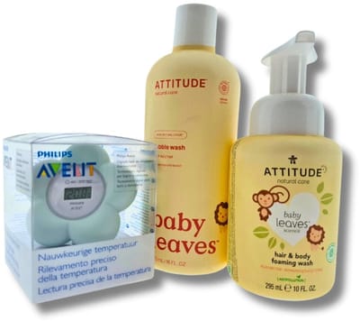 Attitude Cadeauset Douche & Bad met Avent Bad thermometer – Luxe Badset | Verwen Cadeauset | Wellness Geschenk voor Iedereen