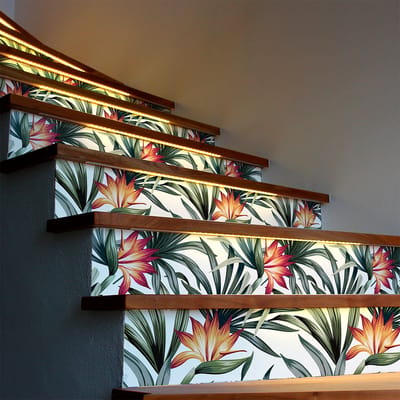 Zelfklevende stickers voor traptreden en stootborden - TROPICAL NITEROI - 2 stroken van 12,5 x 87,5 cm