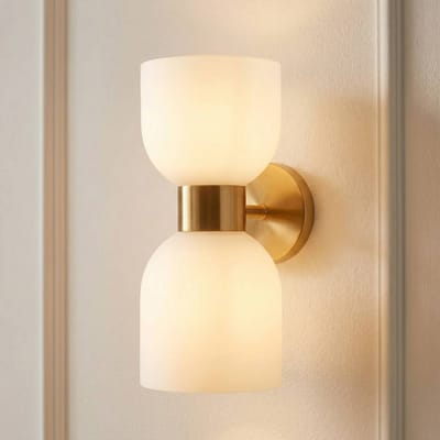 Viokef Memory wandlamp, glas, brons/wit, 2-lamps