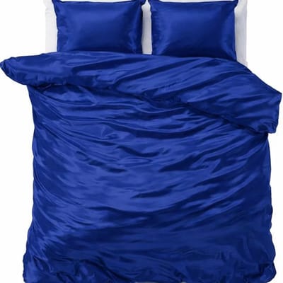 Decoware Dekbedovertrek Glans Satijn 140x220 cm - Blauw - Met Kussensloop - Eenpersoons