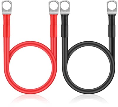 Accu-omvormerkabel 50 cm, 16 mm², 5 AWG, 12 V - 2 stuks voor auto, vrachtwagen, motorfiets, camper en zonne-energie