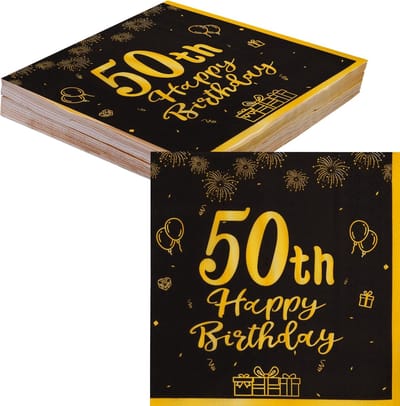 50e Verjaardag Versieringen - Papieren Servetten - 40 Stuks Wegwerp Servetten voor Tafel Decoratie voor Vrouwen Mannen 50e Verjaardag Partij