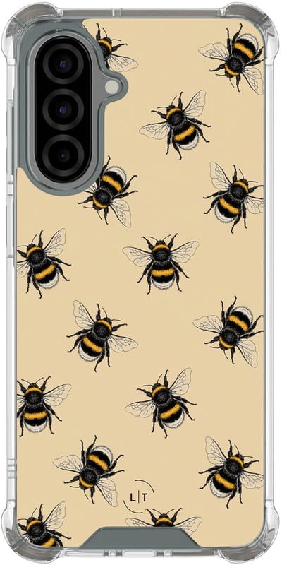 Shockproof hoesje - Geschikt voor Samsung Galaxy A56 - Bijen print - Extra sterke case - TPU/polycarbonaat - Print / Illustratie - Geel, Transparant