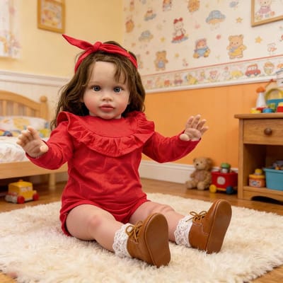 Reborn Peuter Pop - Echt Kijken - Rollenspel Spel - Zacht Doek Lichaam - 66 cm - Rode Kleding