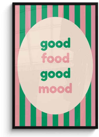 Poster in lijst - Fotolijst 80x120 cm - Posters - Gestreept - Quote - Ovaal - Roze - Posterlijst zwart - Decoratie - Wanddecoratie woonkamer - Muurdecoratie slaapkamer