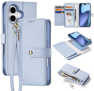 Dux Ducis Hoesje - Geschikt voor iPhone 17 Hoesje - Dux Ducis Lawa - Genuine Leather 2-in-1 Portemonnee & Back Cover - MagSafe Compatible - Blauw