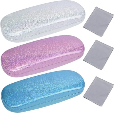 Brillenkoker - 3 Stuks - Brillenkoker Hard Case - Universeel - Brillendoos - Brillenhoes - Brillenetui - Fluwelen Binnenvoering - Brillenzakje Zonnebril Koker - Eyeglass Case for Sunglasses and Eyeglasses - Bril Etui Dames Heren en Kinderen Kind