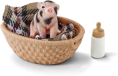 Speelgoeddier Mini Varken met Flesje - Realistisch Boerderijdier Speelgoed