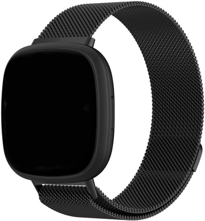 123watches milanese band - zwart - SM - Geschikt voor Fitbit Versa 3 & 4 / Sense
