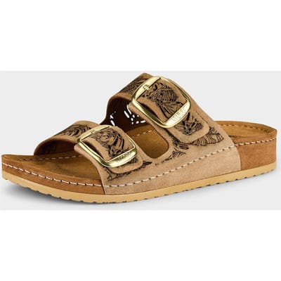 Sandaaltjes van echt leer - taupe - Gr. 39 van Goldner Fashion