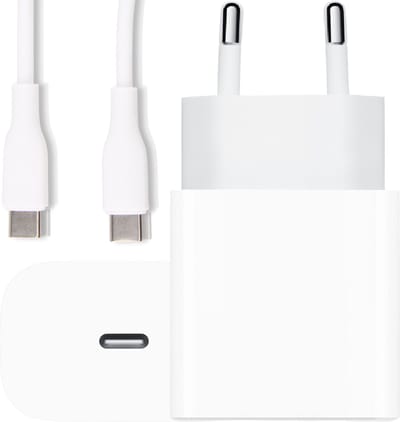 20w Oplader usb C - Usb-C naar usb-C - 1 Meter - Power Delivery - Snellader - Wit