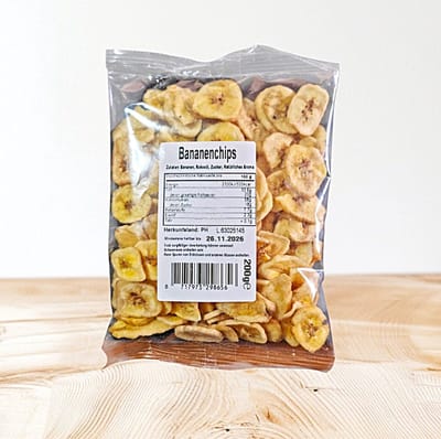 Bananenchips Luxe 200g – Gezonde & Knapperige Snack - Muz Cipsleri 200g – Sağlıklı & Kıtır Atıştırmalık - Banana Chips 200g – Healthy & Crunchy Snack