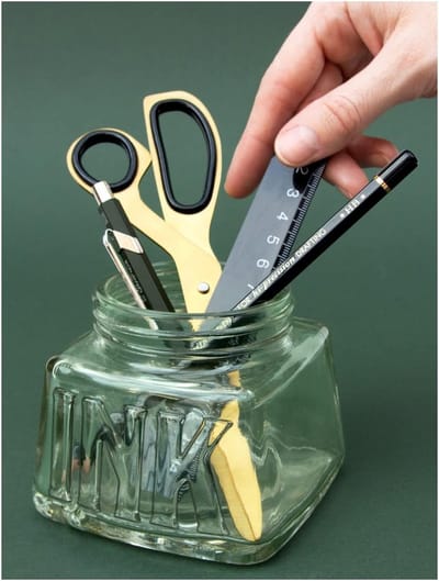 SnelShoppen - Bureau-organizer inktpotvorm | Creatieve bureauaccessoires voor schrijfwaren en kunstenaars | Penhouder van groen glas | Perfecte pennen