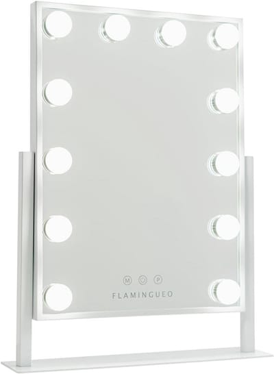 Make-upspiegel met Verlichting - Verstelbare Spiegel - Make-up aanbrengen - 12 LED Lampen - 365x475cm - Wit