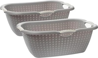 Set van 2 Ergonomische Wasmanden - 28 Liter, Robuust en Duurzaam voor Binnen en Buiten