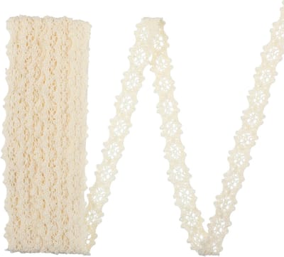 Vintage Kanten Lint 1cm Breed in Beige voor Decoratie, Cadeaus, Bruiloften en DIY Creaties